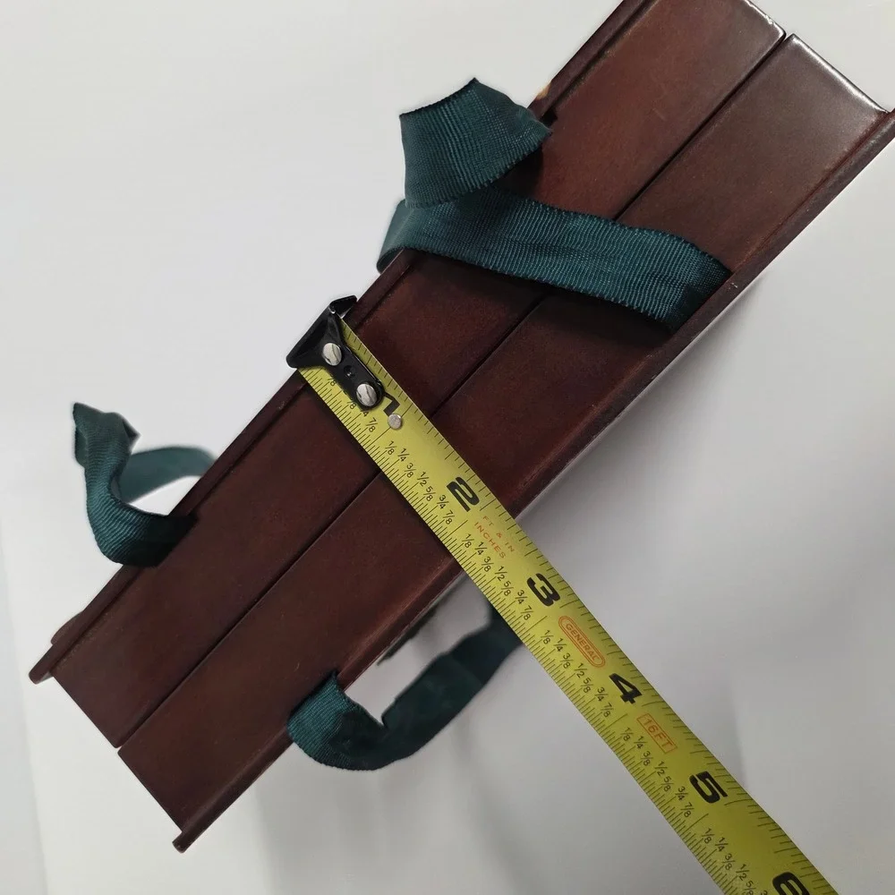 Vintage 1994 Bombay Company Wood Stationery Box Ribbon Tie Mahogany Finish